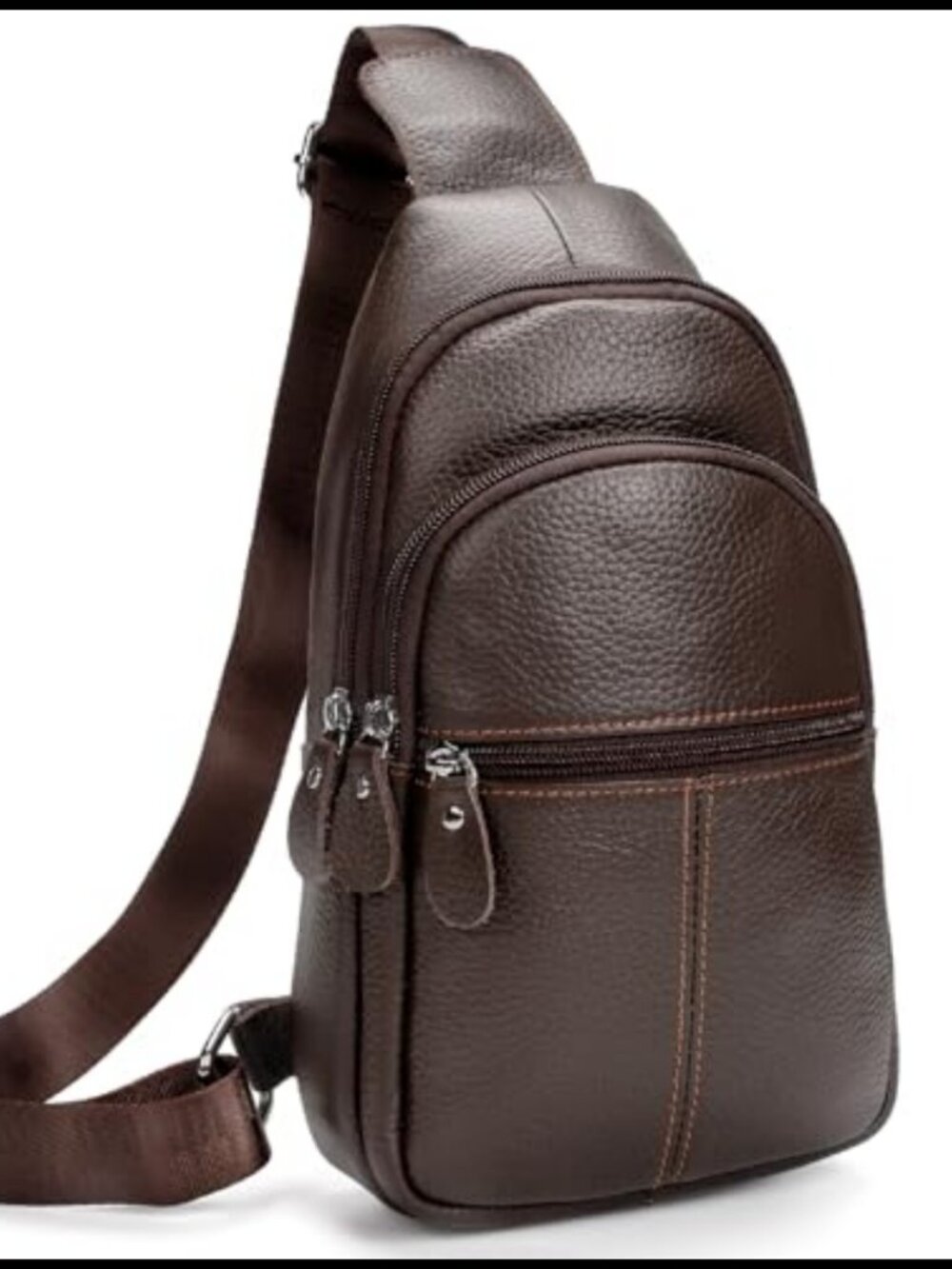 Genuine Leather Sling Crossbody Bag Casual Shoulder Chest Bag for Work Travel